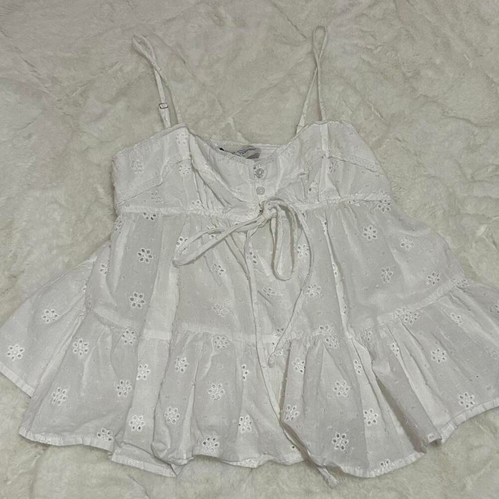 White eyelet lace cami top